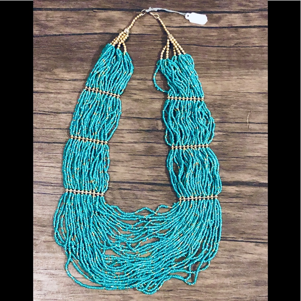 Thousand Beads Sea Blue color Handicraft Necklace